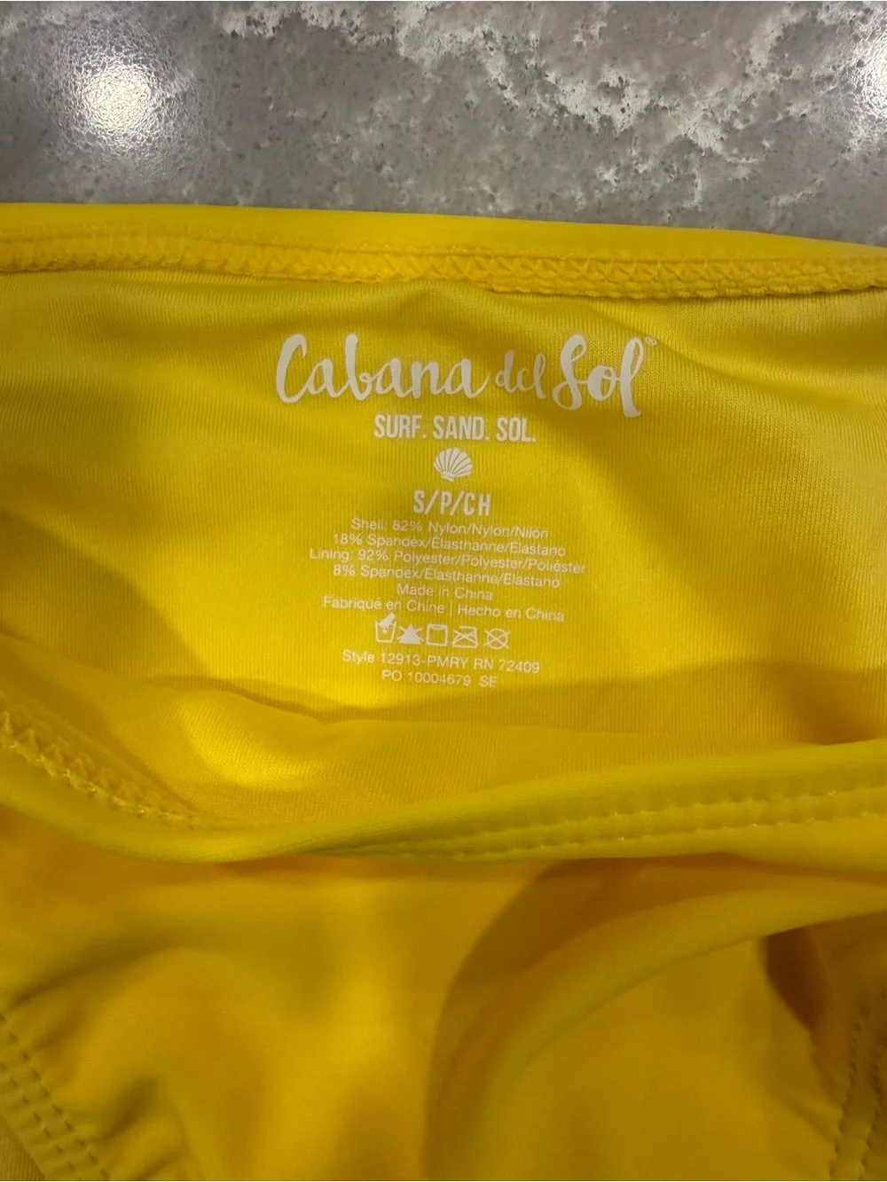 Cabana del Sol Yellow Beaded Triangle Bikini Swimsuit Small NWT Tie Side